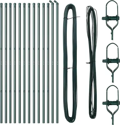 Produktbild von vidaXL Zaunpfosten 13 pcs Grün Stahl