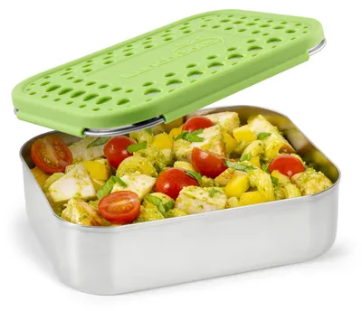 Edelstahl-Brotdose, 1 Fach, Grün, BPA-frei, spülmaschinengeeignet