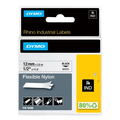 Immagine prodotto di Nastro DYMO Rhino Nylon 12mmx3,5m nero->bianco