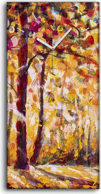 Produktbild von Wandbild Leinwand Bilder Wanduhr 30x60 Gemälde Wald Bäume Herbst Natur - weiße Hände