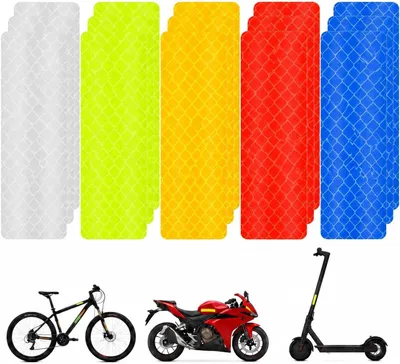 Obrázek produktu pro Reflexní samolepky - 15 kusů - 8 x 3 cm - Voděodolné - Reflexní páska - Samolepicí - Vysoká viditelnost