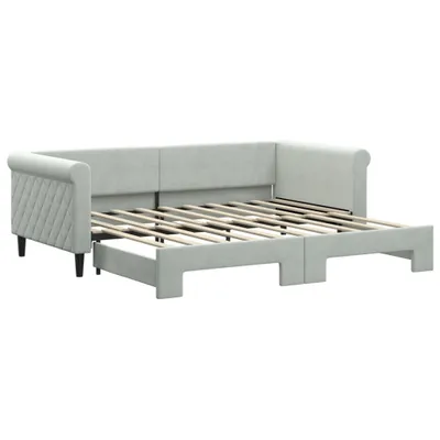 Produktbild von vidaXL Tagesbett Ausziehbar Hellgrau 90x190 cm Samt