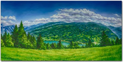 Produktbild von Coloray Küchenrückwand 140x70 Spritzschutz aus Glas - Waldlandschaft mit Wolken
