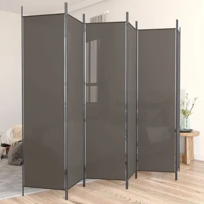 Produktbild von vidaXL 6 tlg. Paravent Anthrazit 300x200 cm Stoff - Raumteiler - Paravent - Raumtrenner - Trennwand