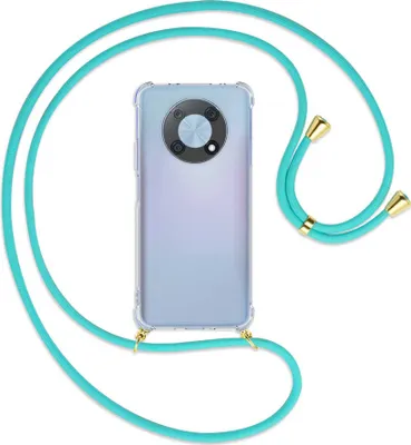 Produktbild von Handykette Backcover-Schutzhülle mit Band (Metall goldfarben) für Huawei nova Y90 4G (6.7'') - türkis