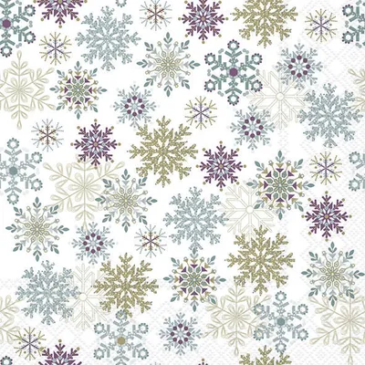 Produktbild von Weihnachten Servietten 33x33 cm 3-lagig 20 Stück Snowflakes all over whiteMix  Schneeflocken Kristalle weiß