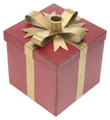 Imagen del producto de Soporte para velas "Meander", regalo, color rojo/dorado, 15x15x18 cm