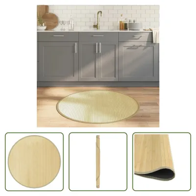 Immagine prodotto di The Living Store Tappeto rotondo naturale chiaro 100 cm Bamboo