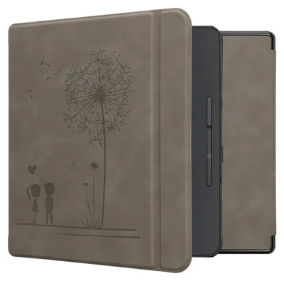 Produktbild von kwmobile Schutzhülle für Kobo Forma Hülle - eReader Case aus Kunstleder mit Auto Sleep Funktion - Pusteblume Love mit Grau