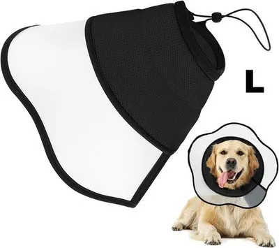 Produktbild von Halsband für Hunde - Beschützende Ausrüstung - Biss- und Lickfestigkeit - Verstellbarer Halsband für Hunde nach Operation - 38-47 cm - L - Schwarz