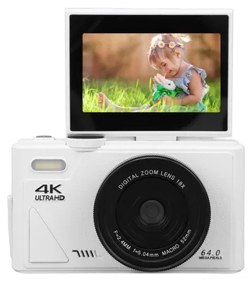 Obrázok produktu pre Digitálna kamera 64 MP UHD - Vlog kamera s 18x zoomom - Automatické zaostrovanie - Kompaktná videokamera