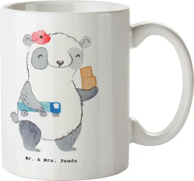 Produktbild von Mr. & Mrs. Panda Teetasse Berufskraftfahrerin Herz - Weiß - Geschenk, Kaffeetasse, Tasse mit Spruch, Kaffeebecher, Becher