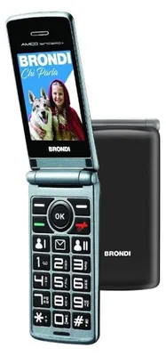 Immagine prodotto di Brondi Amico Sincero+ Cellulare a conchiglia per anziani 2,4" Dual SIM con tasto SOS, torcia e fotocamera - Nero