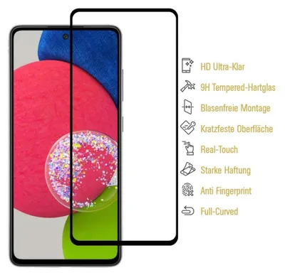 Produktbild von 2x 9H Hartglas für Samsung Galaxy A52s FULL COVER Schutzfolie Schutzglas SW Displayglas Tempered Glasfolie Panzerglas Sicherheitsglas Echtglas Displayschutz Panzerfolie
