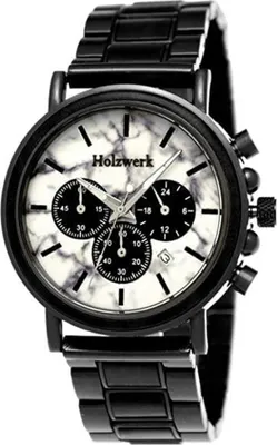 Produktbild von Holzwerk BERCHING Herren Edelstahl & Holz Uhr Chronograph mit Datum, grau weiß