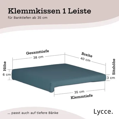 Produktbild von Lycce Bankauflage Klemmkissen 1 Leiste, Sitzkissen Kunstleder, Banktiefe ab 35 cm, Farbe:blau