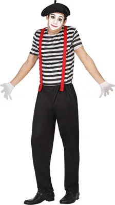 Produktbild von Pantomimen-Kostüm für Herren in Schwarz Weiß und Rot - XL