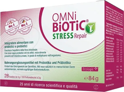A product box for Omni Biotic Stress Repair.