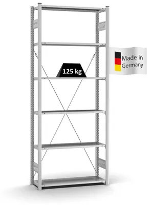 Produktbild von PROREGAL Profi-Lagerregal Stecksystem MAGNUS  Germany | HxBxT 250x100x30cm | Fachlast 125kg | Verzinkt