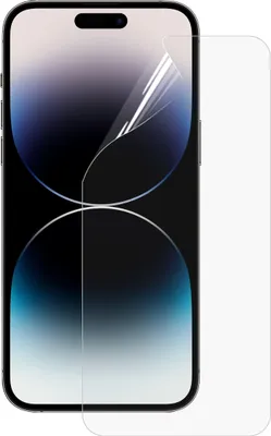 A screen protector is being applied to an iPhone.