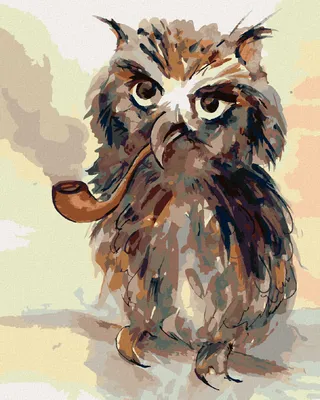 Obrázek produktu pro Zuty - Malování podle čísel - SOVA S FAJFKOU, 40x50 cm, bez rámu a bez vypnutí plátna