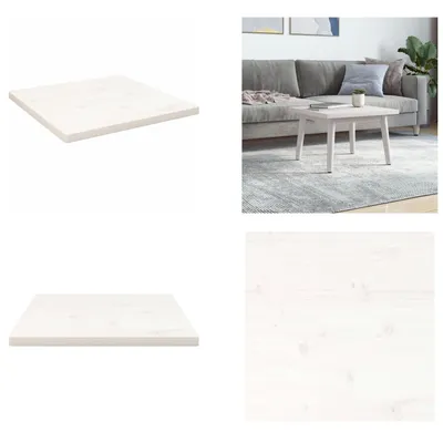 Produktbild von vidaXL Tischplatte Weiß 40x40x2,5 cm Massivholz Kiefer Quadratisch - Tischplatte - Tischplatten - Holztischplatte - Massivholztischplatte