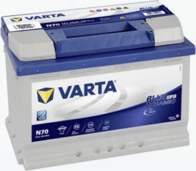A Varta N70 Blue Dynamic Autobatterie 70Ah 12V car battery is shown against a white background.