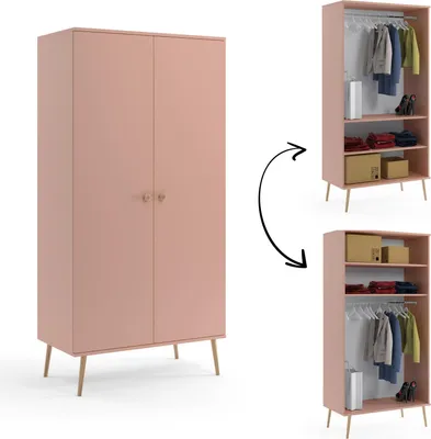 Produktbild von Drehtürenschrank Bolea 2D 100 cm mit Kleiderstange - Rosa