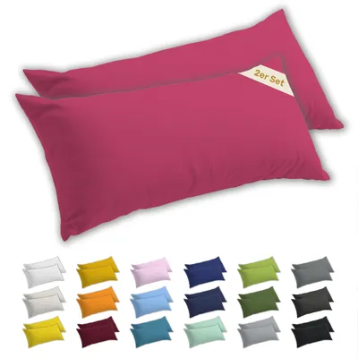 Produktbild von Lavea® 2er Set Seitenschläferkissen-Bezug 40x145 cm, 100% Baumwolle Jersey, YKK-Reißverschluss, Koralle