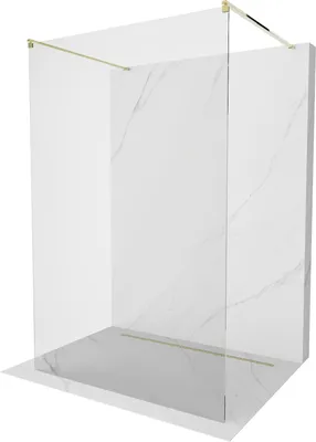 Produktbild von Mexen Kioto freistehende Duschwand 140 x 200 cm, Transparent 8 mm, Gold - 800-140-002-50-00