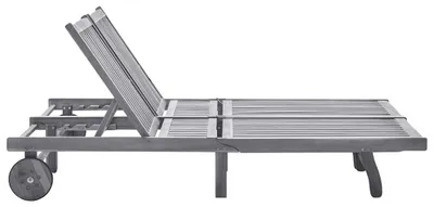 Image de Fauteuil de jardin en bois d'acacia massif, gris - Transat pour 2 personnes - Repose-tête et repose-pieds réglables