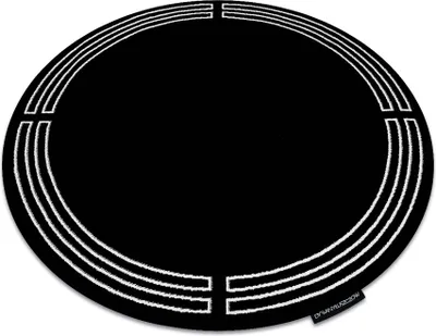 Produktbild von Teppich HAMPTON Chick Kreis Rahmen schwarz Schwarz rund 140 cm
