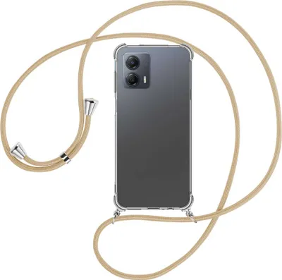 Produktbild von Handykette Backcover-Schutzhülle mit Band (Metall silberfarben) für Motorola Moto G53 5G (6.5'') - caramel