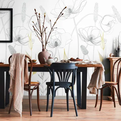 Image de Profhome 392121-GU Papier peint photo fleurs mat blanc noir 1,59 m x 2,8 m