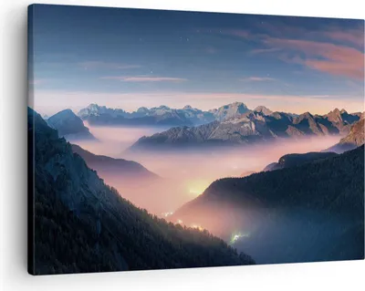 Produktbild von Bild auf Leinwand - Leinwandbild - Einteilig - Berge Wolken Nebel - 70x50cm - Wand Bild - Wanddeko - Wandbilder - Leinwanddruck - Bilder - Wanddekoration - Leinwand bilder - Wandbild - AA70x50-5004