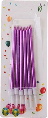 Image de Bougies d'anniversaire lisses violettes longues 10 cm / 6 pièces