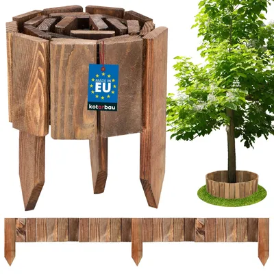 Productafbeelding van Borderrand rolborder - 110 cm - Bruin - Kiefernhout - Voor bloembedden en gazons