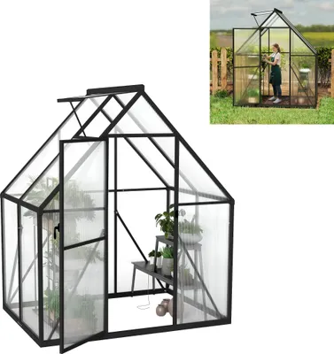 Image de XMTECH Serre en aluminium 2,25² 125×180×195 cm y compris fenêtre de toit Serre serre abri de jardin primeur maison de plantes culture