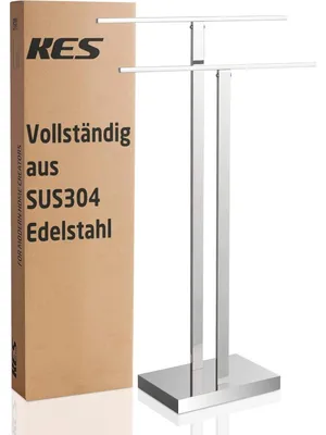 Productafbeelding van Vrijstaande handdoekhouder, staal 18/8, dubbele stang, gepolijst, model BTH231