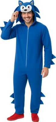Produktbild von Videospiel Abenteuerfigur Kostüm Kapuze Overall Blau Karneval Erwachsene Fantasie Hoodie, Größe: 52 - 54 (L) Farbe: Blau / Grau