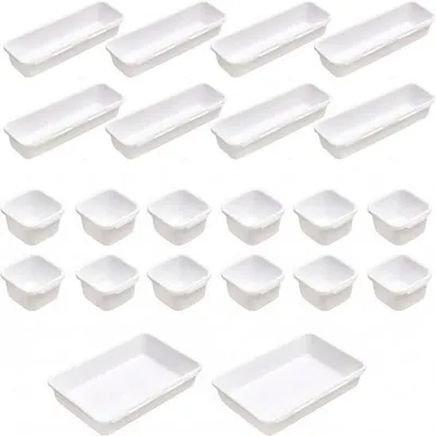 Immagine prodotto di Set di organizer per cassetti JustValue, 22 pezzi – Antiscivolo – Impilabili – Bianco