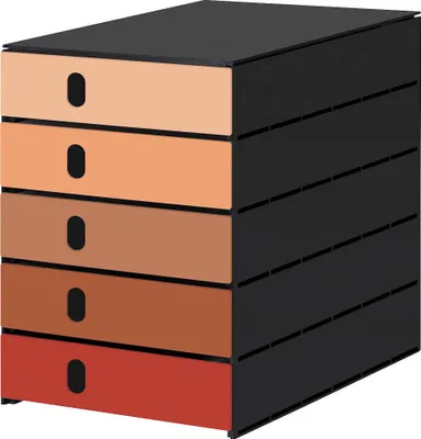Produktbild von styro Schubladenbox styroval pro Emotions Herbst orange, braun, rot 14-8000.HE, DIN C4 mit 5 Schubladen