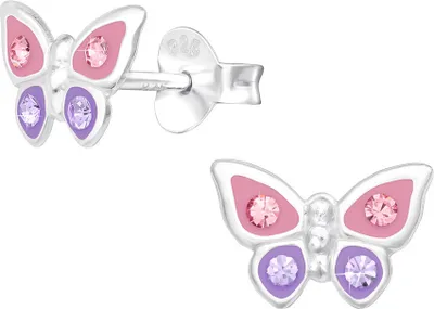 Produktbild von Ohrstecker Schmetterling Mädchen: Kristall Ohrringe Silber 925