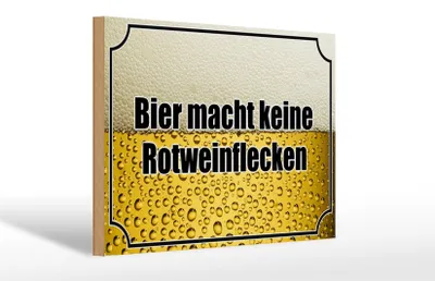 Produktbild von Holzschild Spruch 30x20cm Bier keine Rotweinflecken