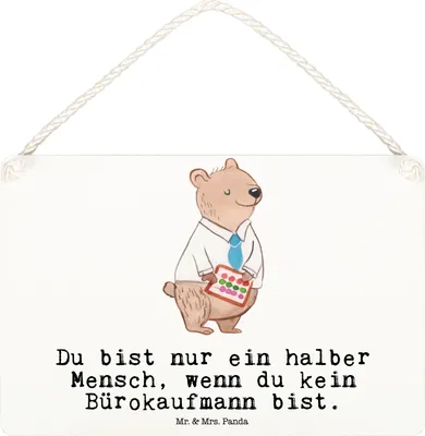 Produktbild von Mr. & Mrs. Panda Schild Bürokaufmann Herz DIN A6 - Weiß - Geschenk, holzbild, Beruf, Lustig, Türschild, wandtafel, Wandbild Holz, Bürojob, Ausbildung, Spruch, Büro