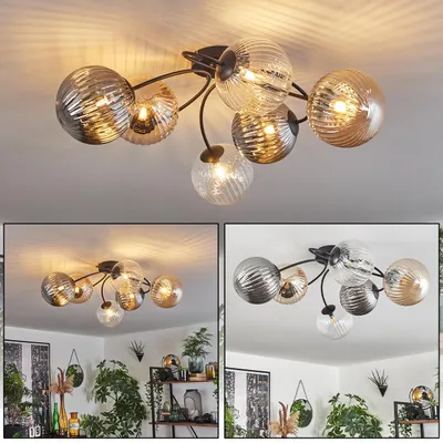 Produktbild von Isorella Deckenlampe aus Metall/Glas in Schwarz/Bernstein-/Rauchfarben/Klar