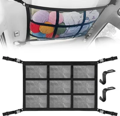 Produktbild von Unyqoos® Universal-Auto-Dachnetz zur Aufbewahrung mit Reißverschluss, 74 x 53 cm, 4 verstellbare Befestigungsbänder & 2 Haken, verschleißfestes atmungsaktives Material