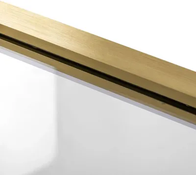 A close-up view of a golden track with a black groove.