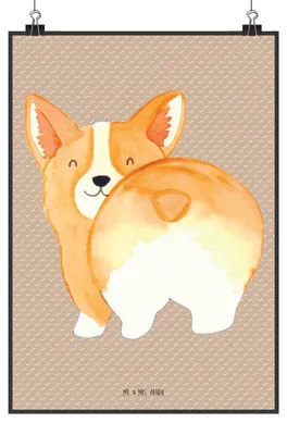 Produktbild von Mr. & Mrs. Panda Bild Corgi Po DIN A3 - Hundeglück - Geschenk, Sprüche, Hund, kunstdruck poster, Spruch, Motivation, Corgie, Plakat, wanddeko, Wandbild, drucke