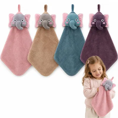 Immagine prodotto di 4 asciugamani per bambini, adatti per mani e viso, set per l'asilo, 30x30 cm, piccoli asciugamani